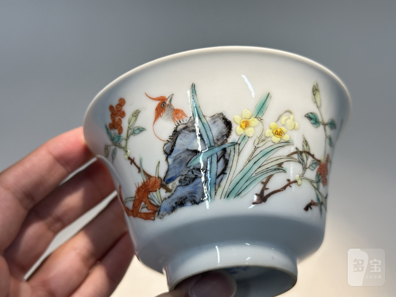 清宣统 粉彩花鸟纹碗 - 图7
